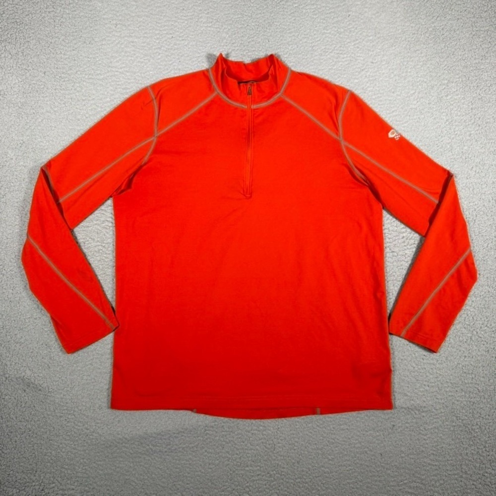 Mountain Hardwear Shirt Mens Large Orange 1/4 Zip Performance Athletic Hiking